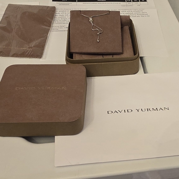 David Yurman Sterling Silver Petite X Lariat Y Necklace w/ Diamonds - Picture 5 of 5